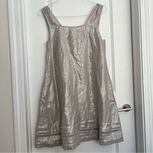 NEW C&C California 100% Linen Metallic Trapeze Midi Dress Sz S Grunge Cyberpunk